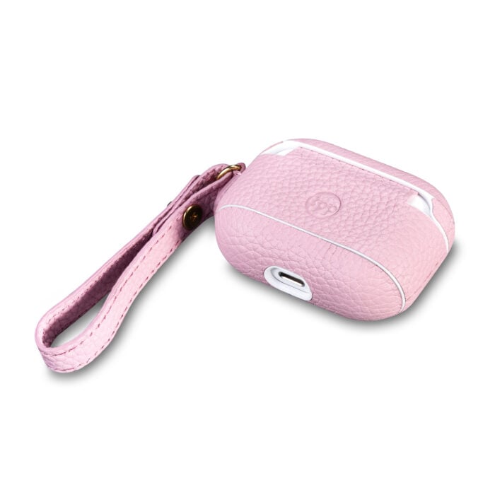 AirPods Pro Leather Case with Strap- Grain Pink