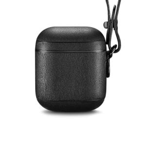 AirPods Leather Case with Strap- Black