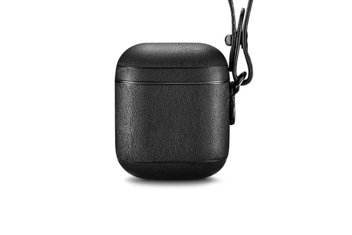 AirPods Leather Case with Strap- Black