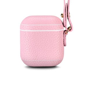 AirPods Leather Case with Strap- Grain Pink