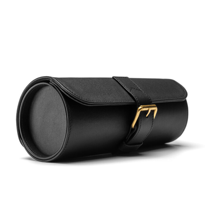 3 Watch Case- Black (Gold Hardware)