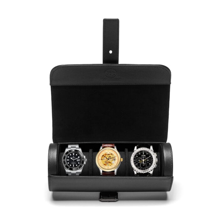 3 Watch Case- Black (Gun Metal Hardware)