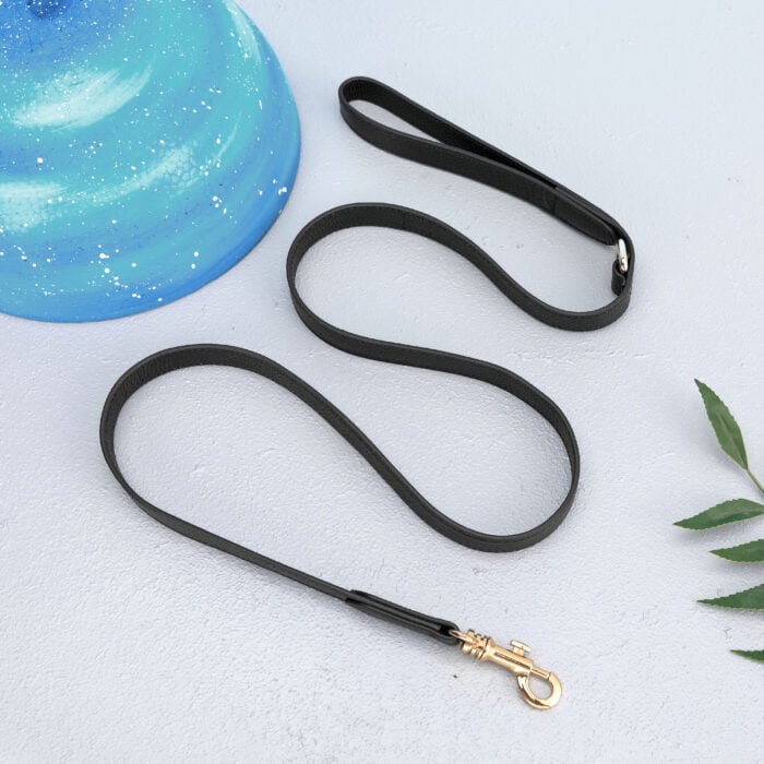 Leather Dog Leash- Black