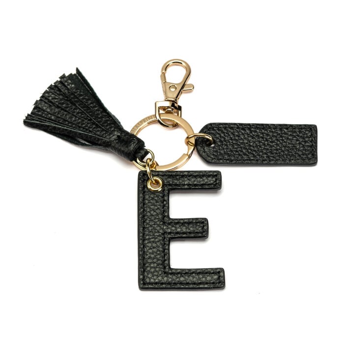 Letter E Keychain- Black