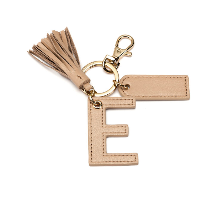 Letter E Keychain- Nude