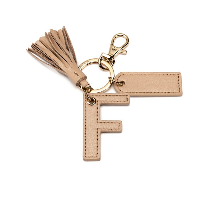 Letter F Keychain- Nude