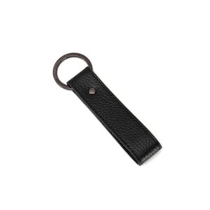 Leather Keychain- Black (Gun Metal Hardware)