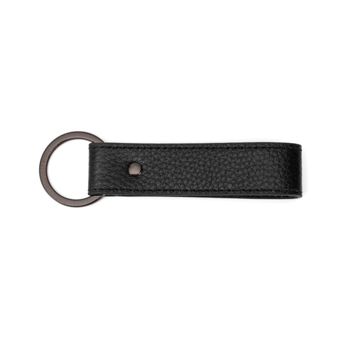 Leather Keychain- Black (Gun Metal Hardware)