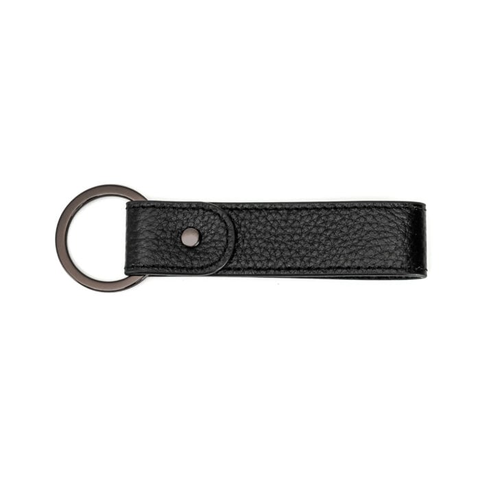 Leather Keychain- Black (Gun Metal Hardware)