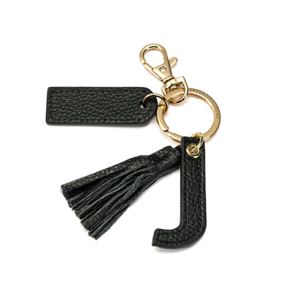 Letter J Keychain- Black - The Personal Print