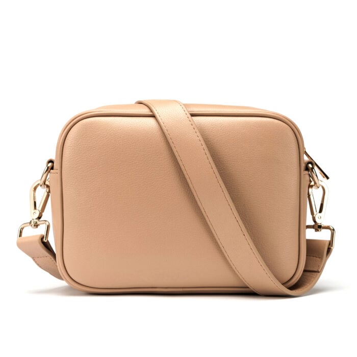 Cross Body Bag with Letter Strap- Nude