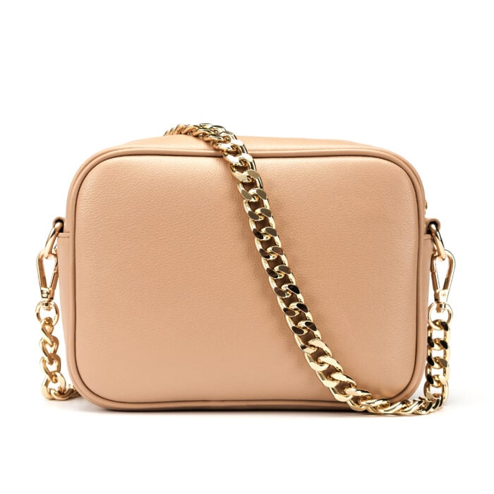 Cross Body Bag with Letter Strap- Nude