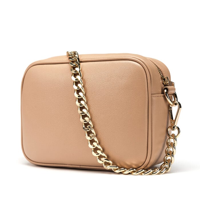 Cross Body Bag with Letter Strap- Nude