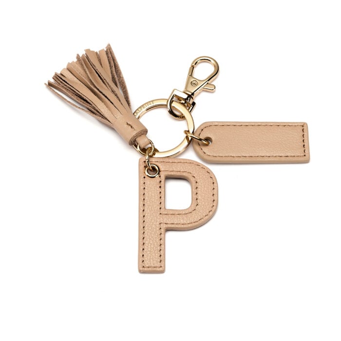 Letter P Keychain- Nude