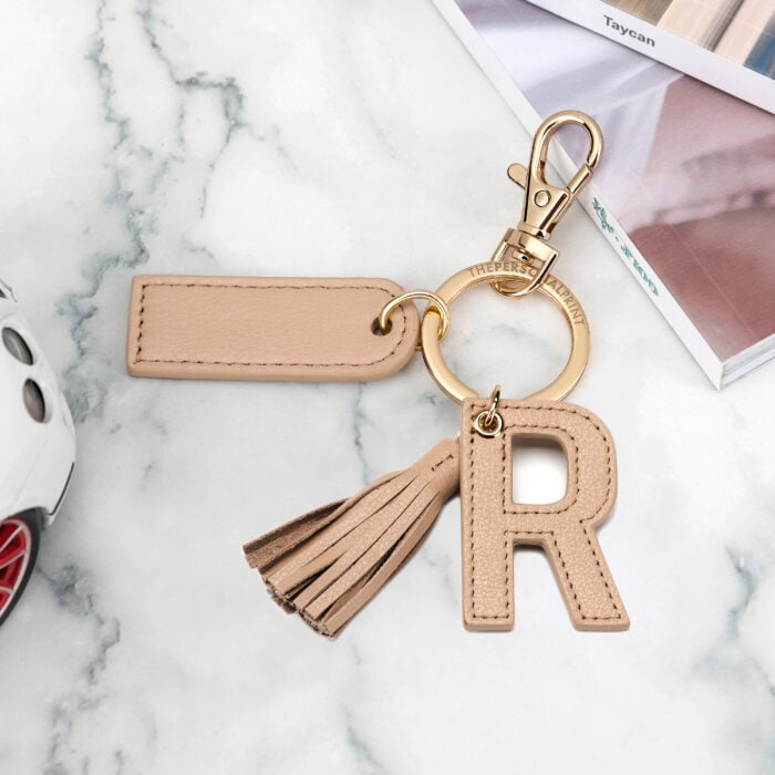 Letter R Keychain- Nude