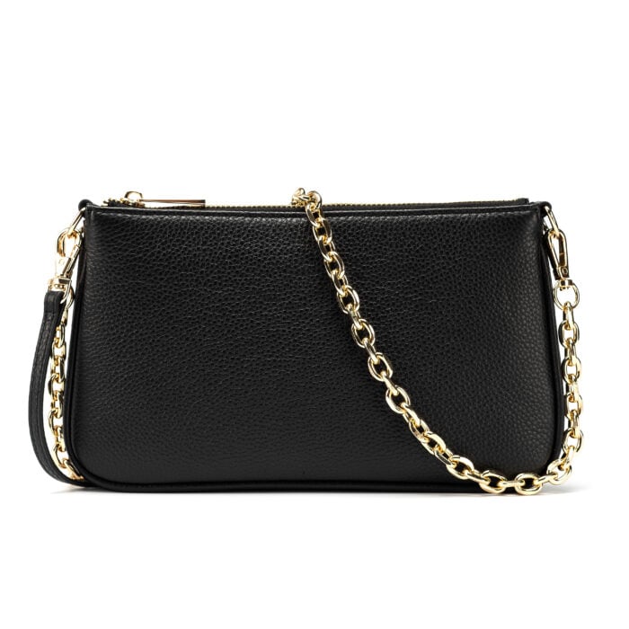 Leather Shoulder Bag- Black