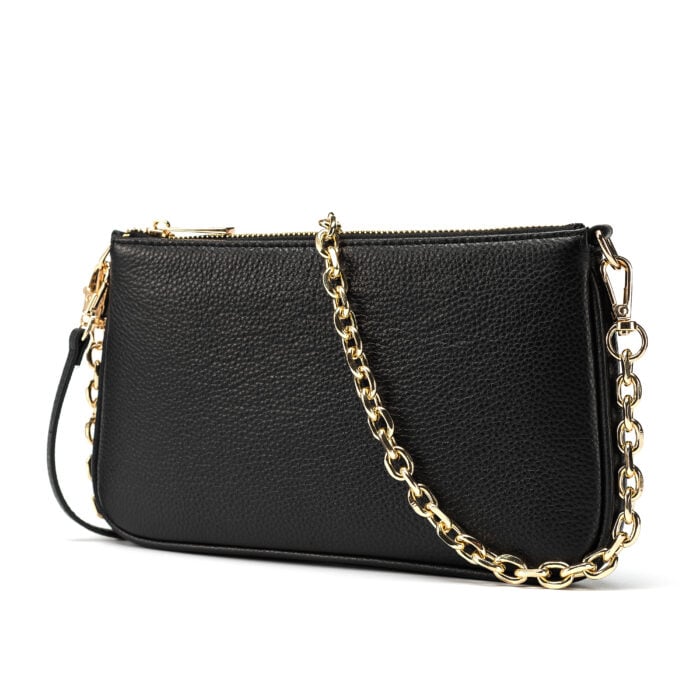 Leather Shoulder Bag- Black