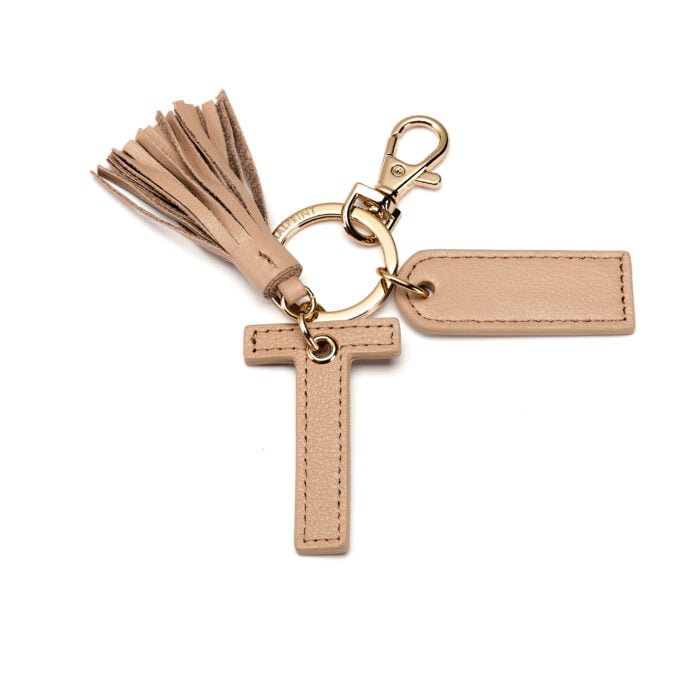 Letter T Keychain- Nude