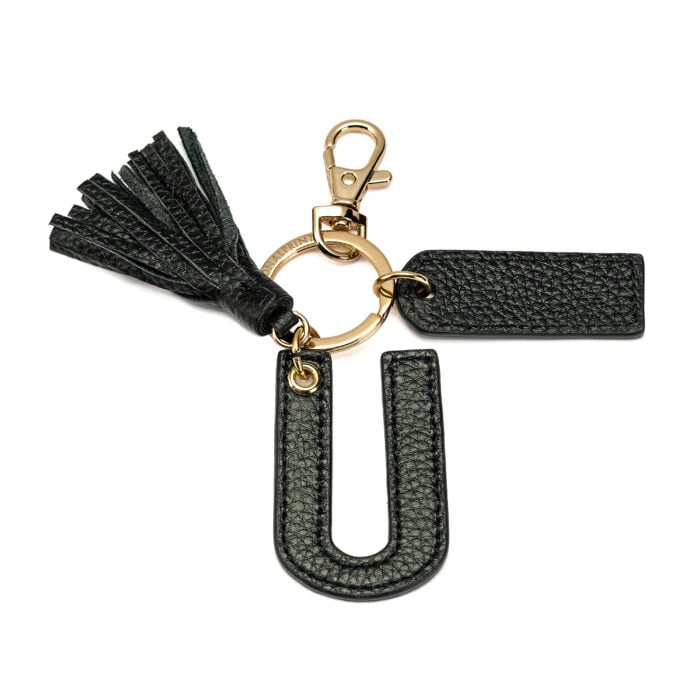 Letter U Keychain- Black