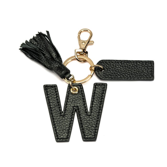 Letter W Keychain- Black