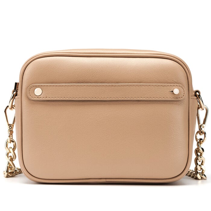 Cross Body Bag with Letter Strap- Nude