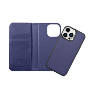 iPhone 13 Pro Leather Wallet Case- Blue