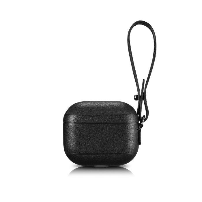 AirPods 3 (3rd Generation) Leather Case with Strap- Black