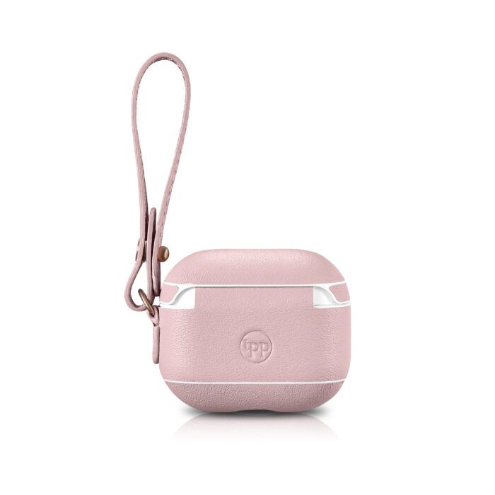 AirPods 3 (3rd Generation) Leather Case with Strap- Blush Nude