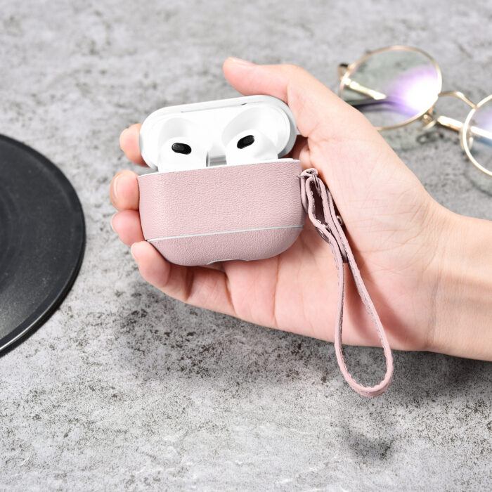 AirPods 3 (3rd Generation) Leather Case with Strap- Blush Nude