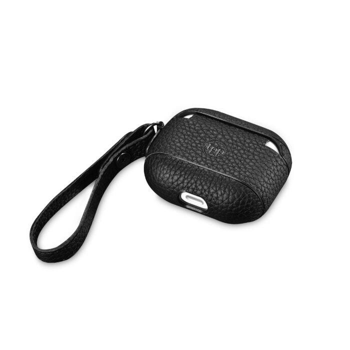 AirPods 3 (3rd Generation) Leather Case with Strap- Grain Black