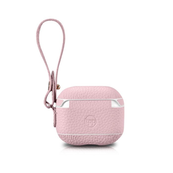 AirPods 3 (3rd Generation) Leather Case with Strap- Grain Pink