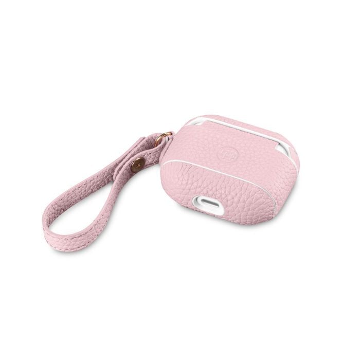 AirPods 3 (3rd Generation) Leather Case with Strap- Grain Pink