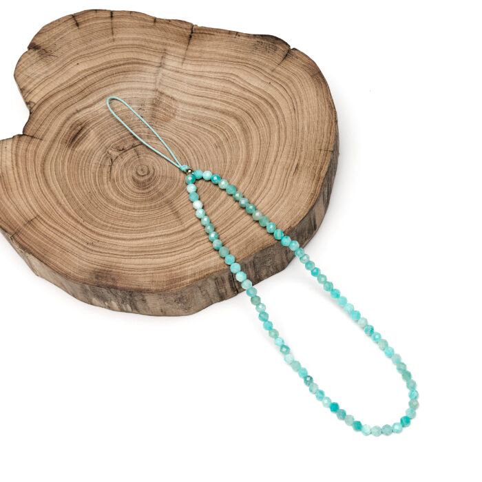 Crystal Beaded Phone Charm- Amazonite