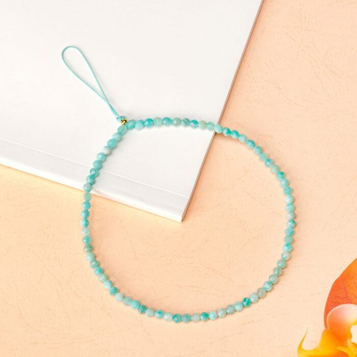 Crystal Beaded Phone Charm- Amazonite