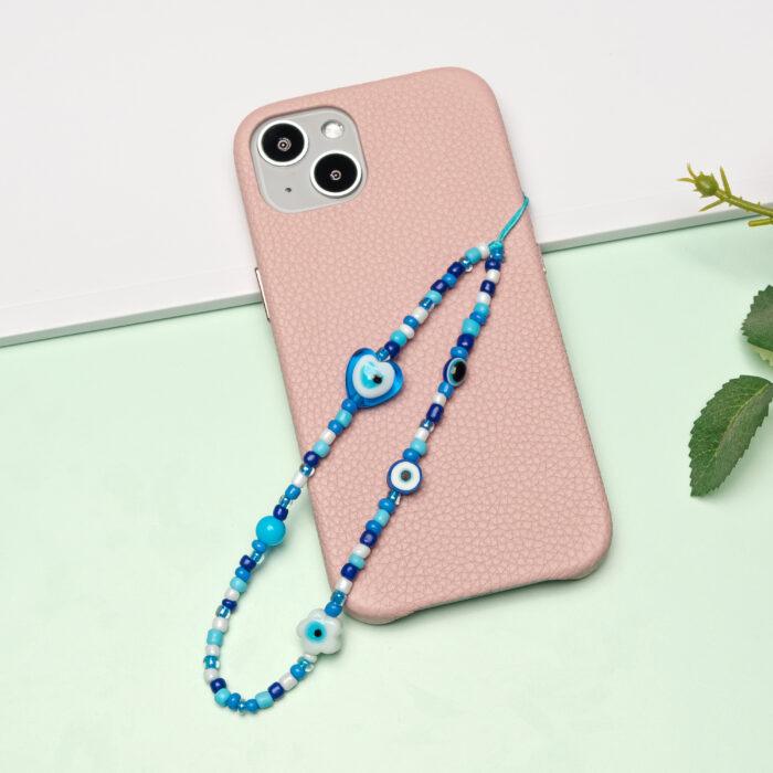 Beaded Phone Charm- Yeux Bleus