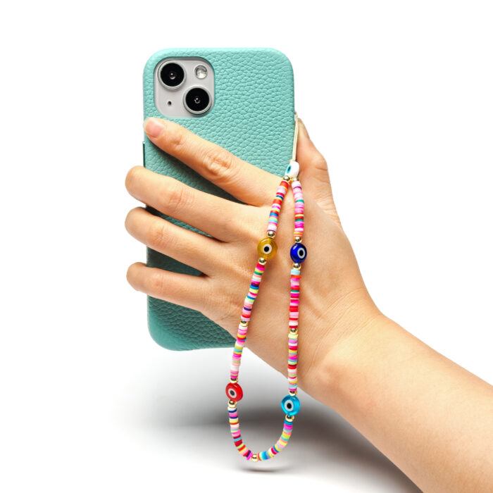 Beaded Phone Charm- Yeux Arc En Ciel