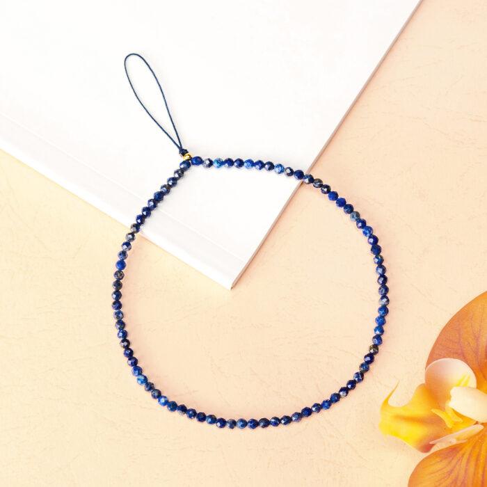 Crystal Beaded Phone Charm- Lapis Lazuli