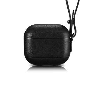 AirPods 3 (3rd Generation) Leather Case with Strap- Black