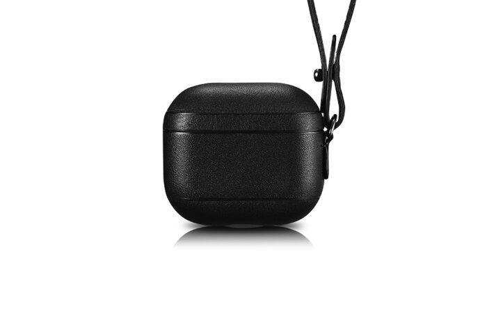 AirPods 3 (3rd Generation) Leather Case with Strap- Black