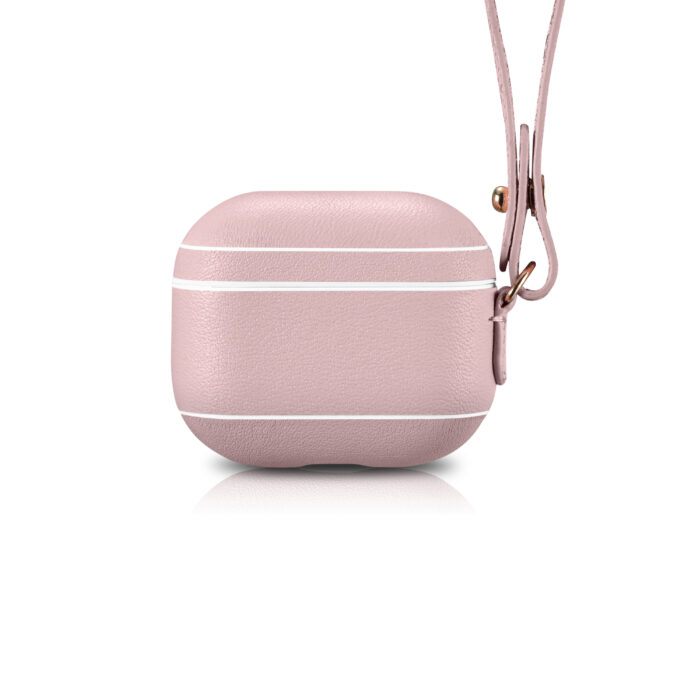 AirPods 3 (3rd Generation) Leather Case with Strap- Blush Nude