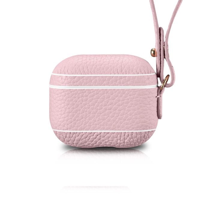 AirPods 3 (3rd Generation) Leather Case with Strap- Grain Pink