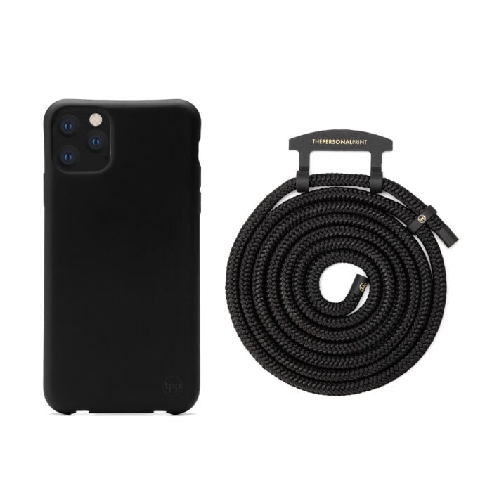 Cross Body Phone Strap (CORD)- Black (Black Hardware)