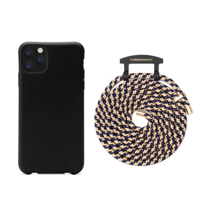 Cross Body Phone Strap (CORD)- Gold/Blue