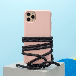 Cross Body Phone Strap (CORD)- Black (Black Hardware)