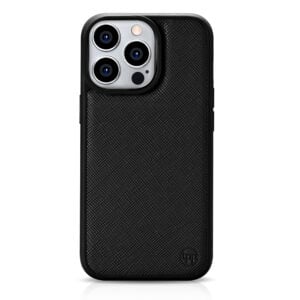 iPhone 14 Pro Max Saffiano Leather Case - Black