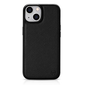 iPhone 14 Plus Saffiano Leather Case - Black