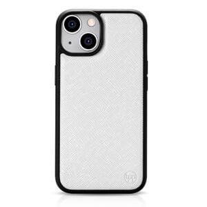 iPhone 14 Plus Saffiano Leather Case - White