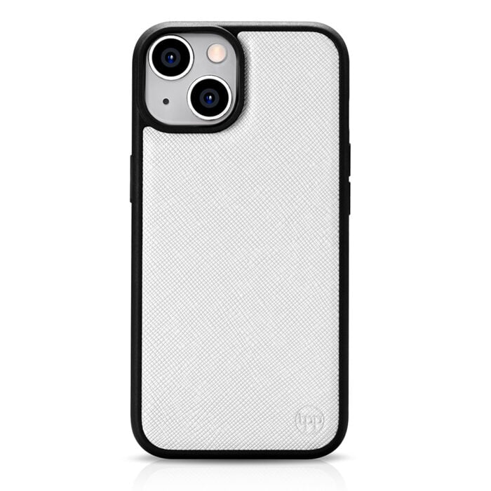 iPhone 15 Plus Saffiano Leather Case with MagSafe- White