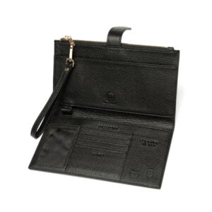 Leather Travel Wallet- Black