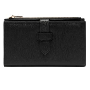 Leather Travel Wallet- Black